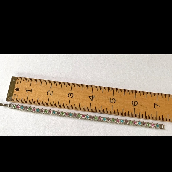 Pastel Crystals Tennis Bracelet, silver vintage - Picture 6 of 8